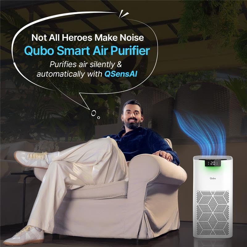 AI Air Purifier Q500 for Home by Hero Group | Up to 500 Sq Ft | 99.99% Allergen Removal | True HEPA13 | 9000 Hrs Filter Life | App & Voice Control Hover